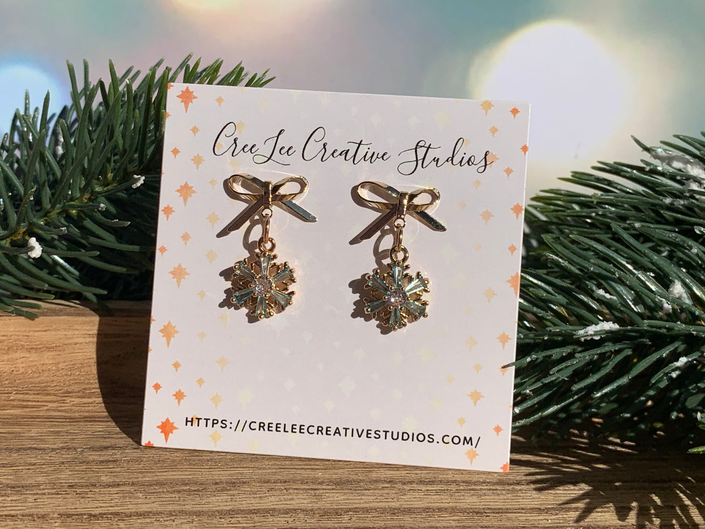 "New" Winter - Aqua Snowflake Charm Dangle Earrings – Sparkle CZ Charm Holiday Jewelry