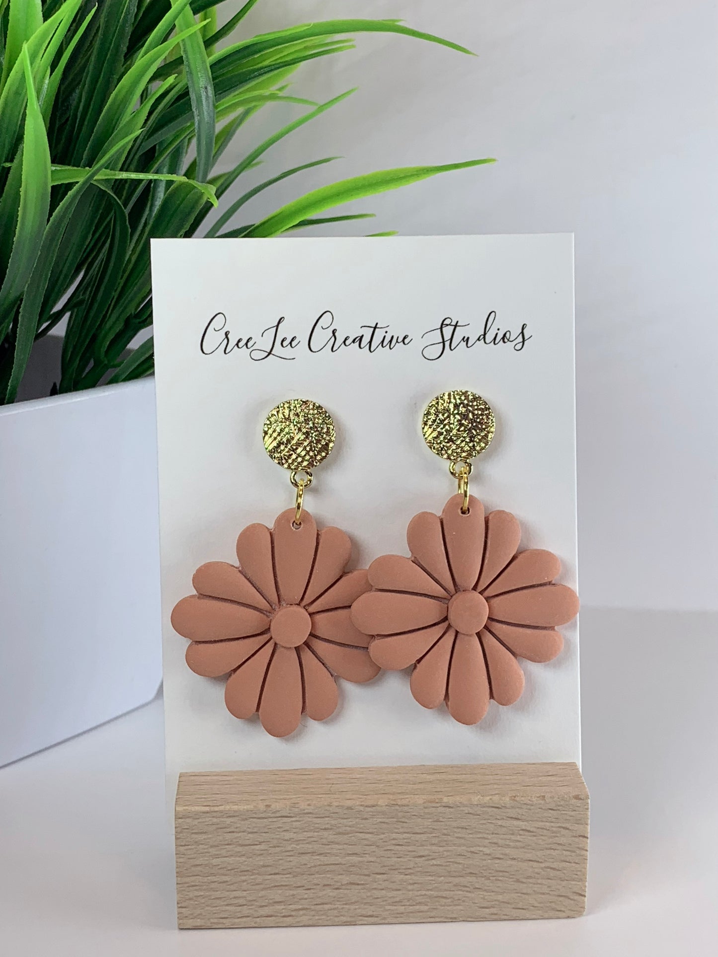 New - Honey Bloom Double Daisy Earrings – Handmade Floral Statement Dangle Earrings