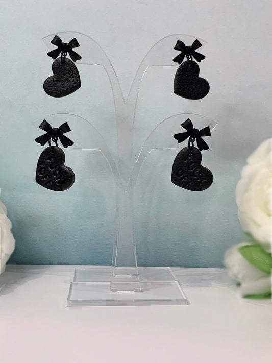 Love Black Heart Dangle with or without the F* You Option ** Restocked