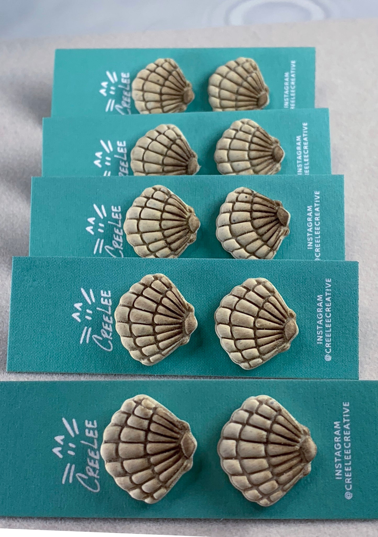 New - Seaside Shell Stud Earrings – Handmade Coastal Polymer Clay Seashell Earrings