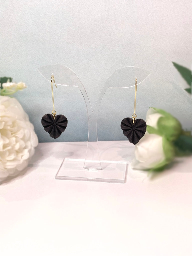 Love Black Heart Burst Earrings