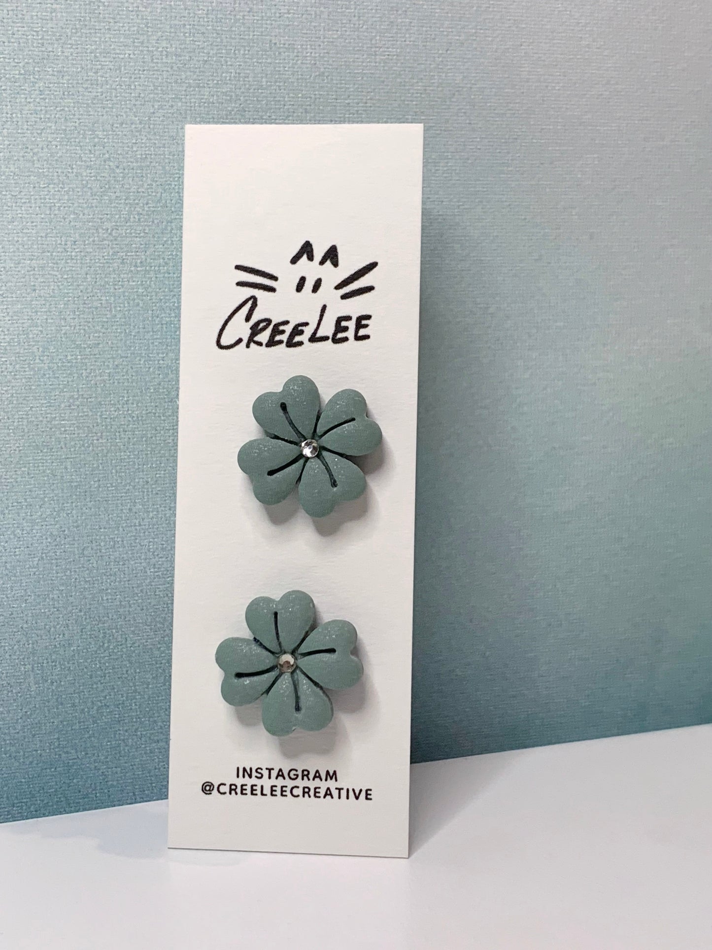 CZ Centered Clover Stud Earrings