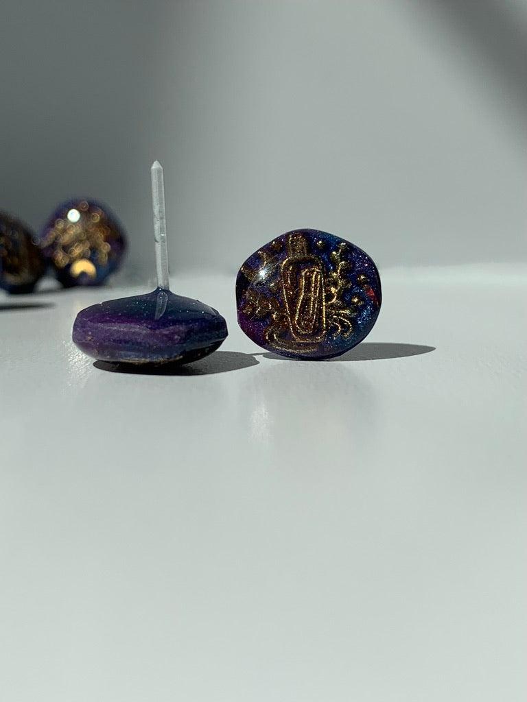 "New" Beachy Vibes - Message in a Bottle Button Studs