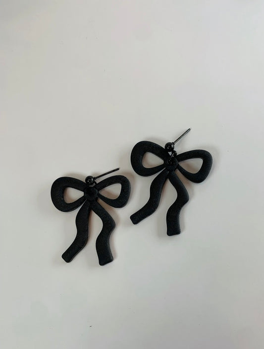 New - Midnight Coquette Bow Earrings – Handmade Black Bow Dangles