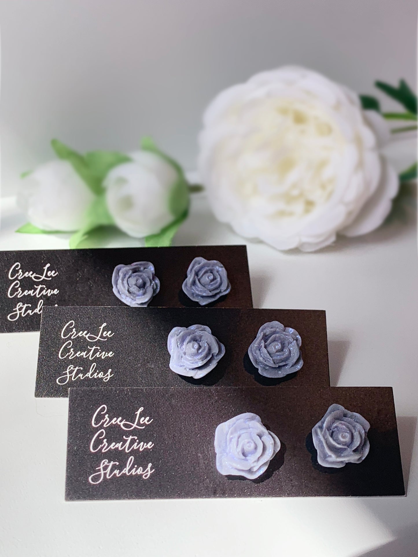Flower - Blue or Purple Rose Studs