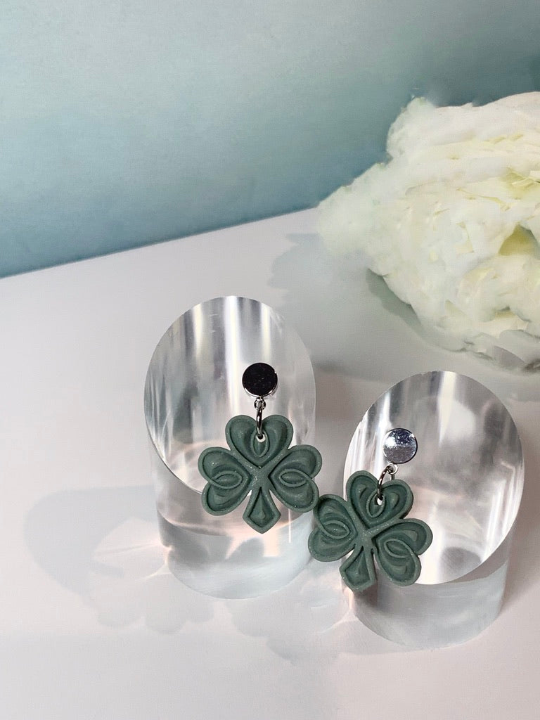 Clover Leaf with Scroll Design Earrings