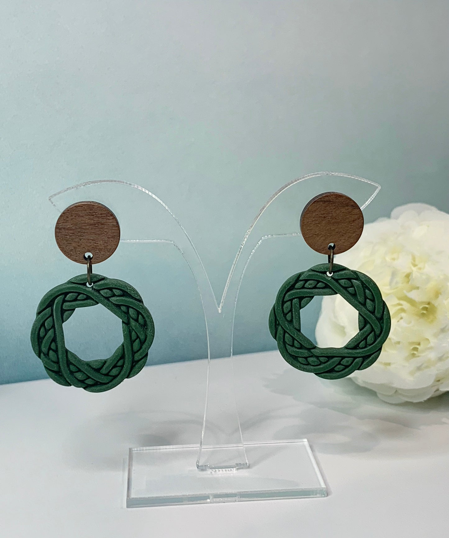 Celtic Wreath Earrings -Green