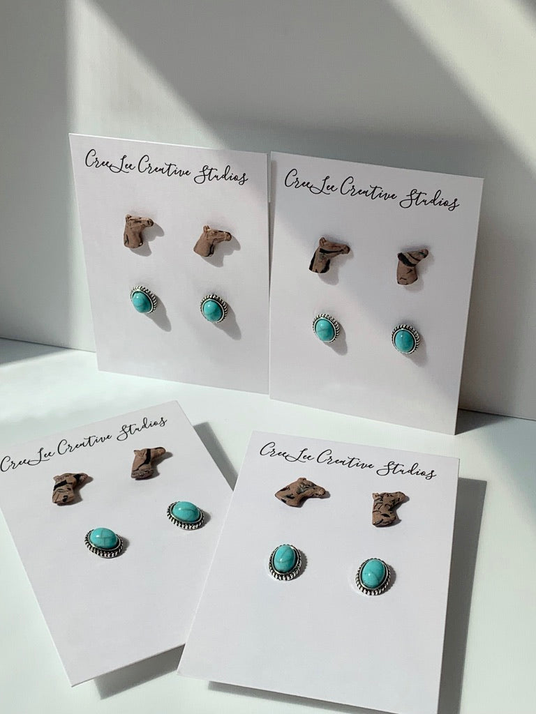 "Restocked" BOHO Horse Head Stud Set
