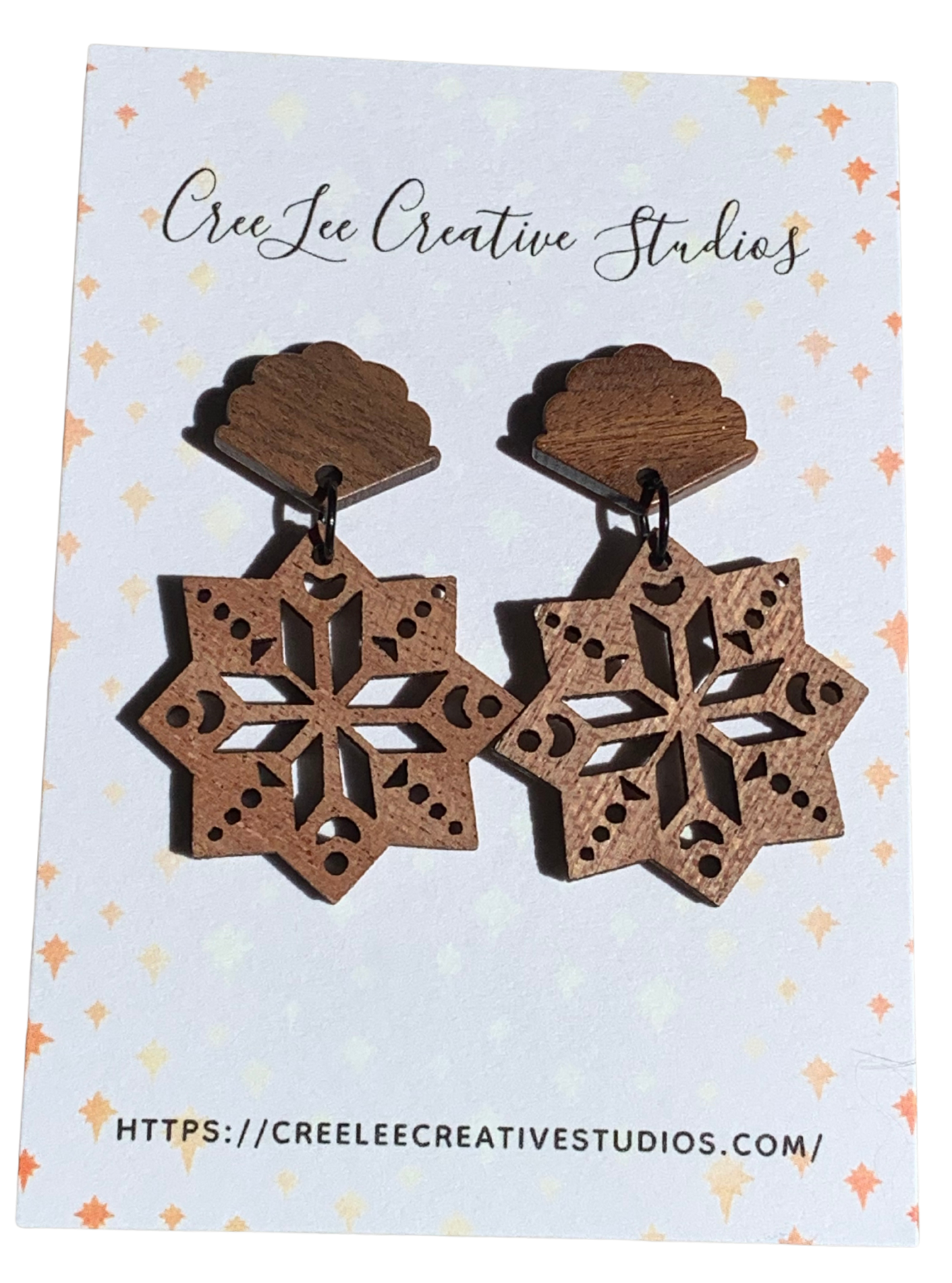 Winter - Cozy Wooden Snowflake Earrings