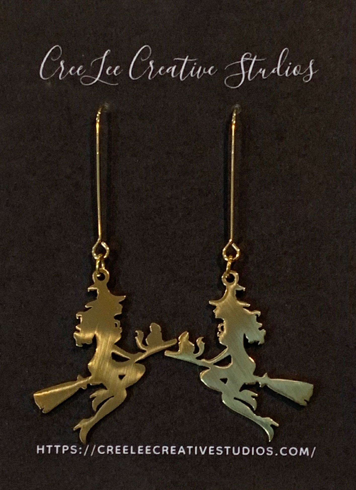Spooky - Stainless Steel Flying Witch Earrings - RESTOCKED