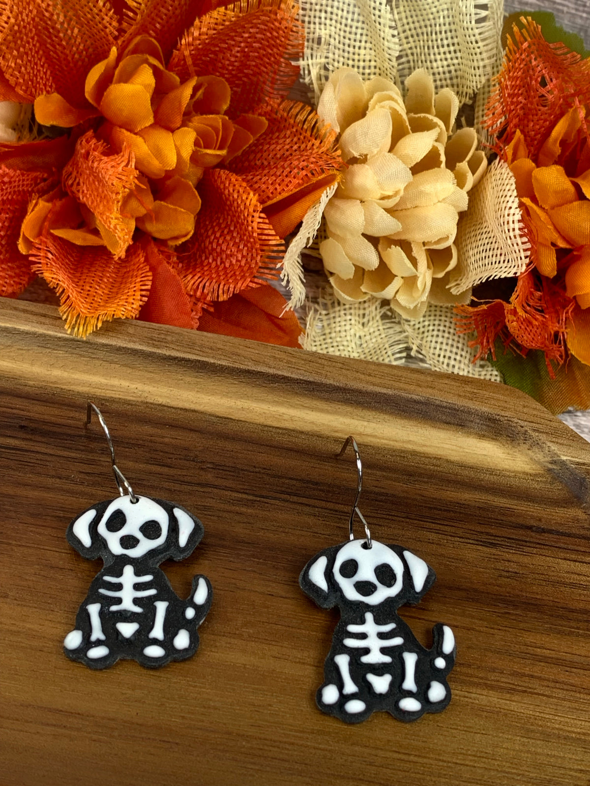 NEW * Bone-Afide Good Boy — Skeleton Dog Halloween Earrings