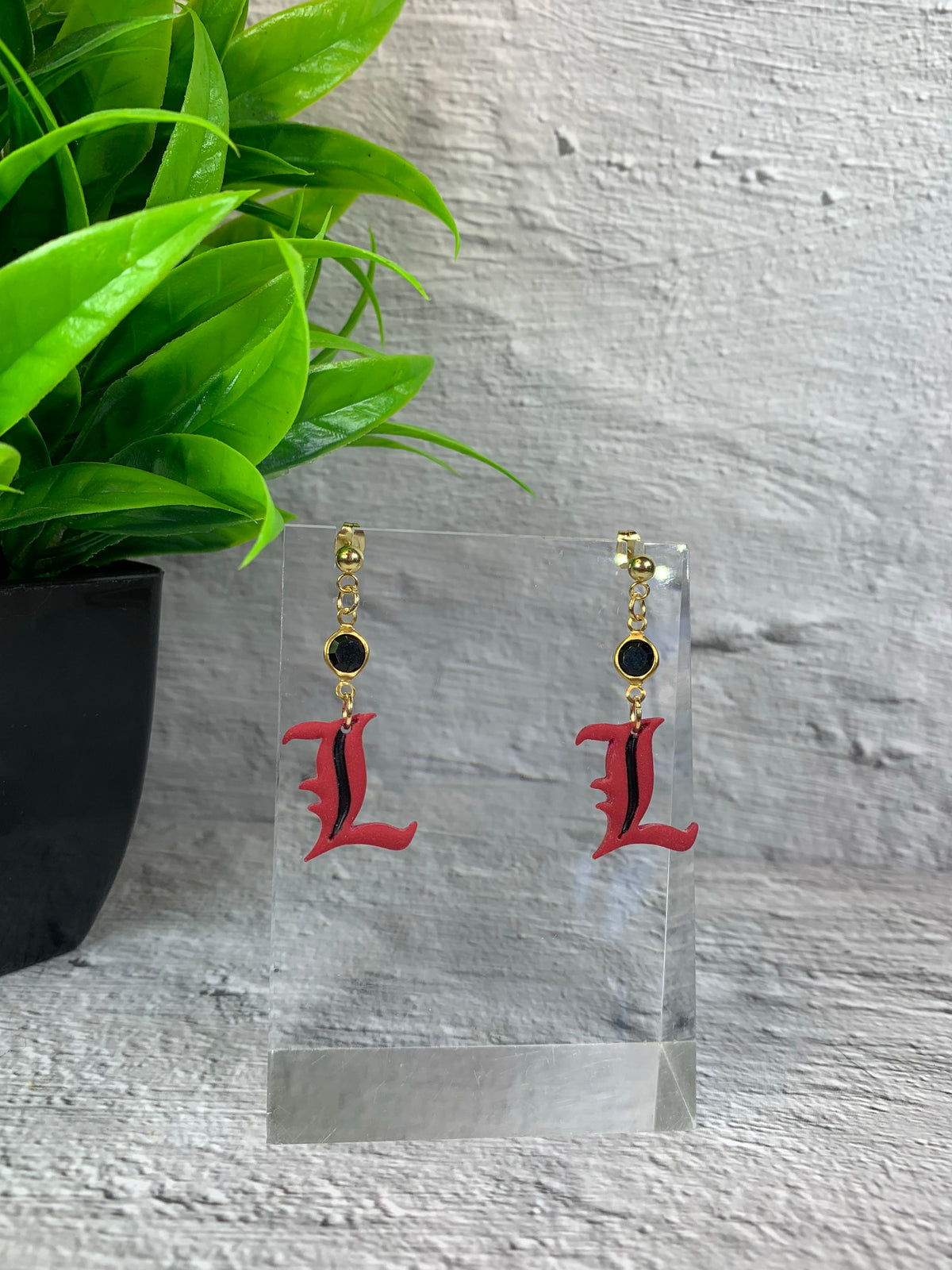 Little L, Big Energy — Red Gothic L Louisville-Inspired Dangle Earrings