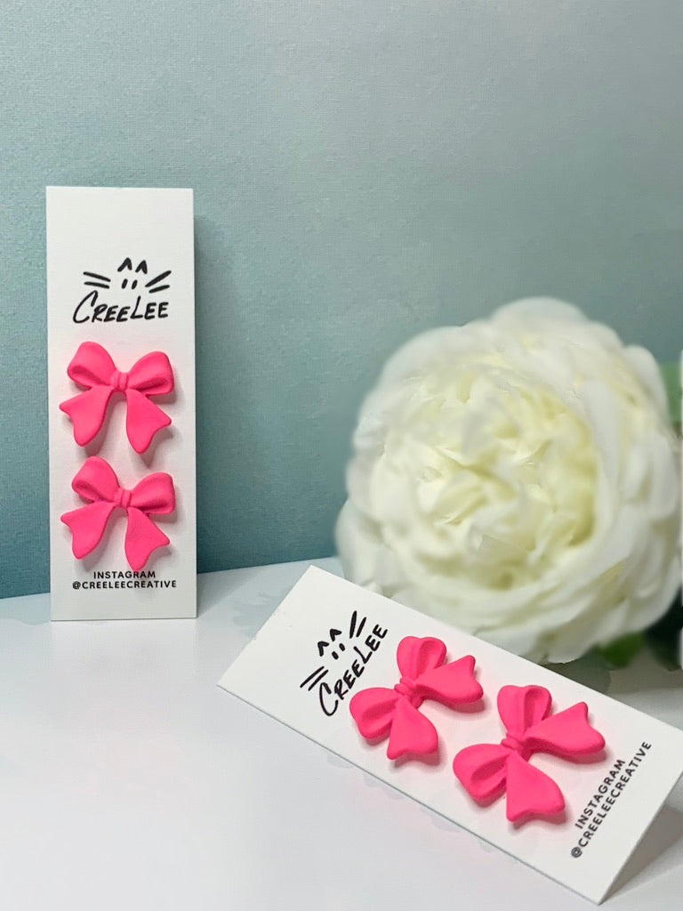 Pink Bow Stud Earrings