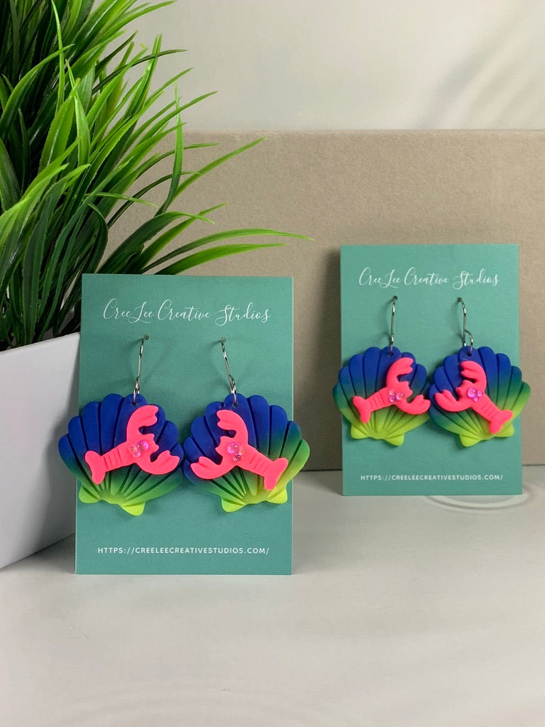 Electric Claws (Pink Lobster) Earrings