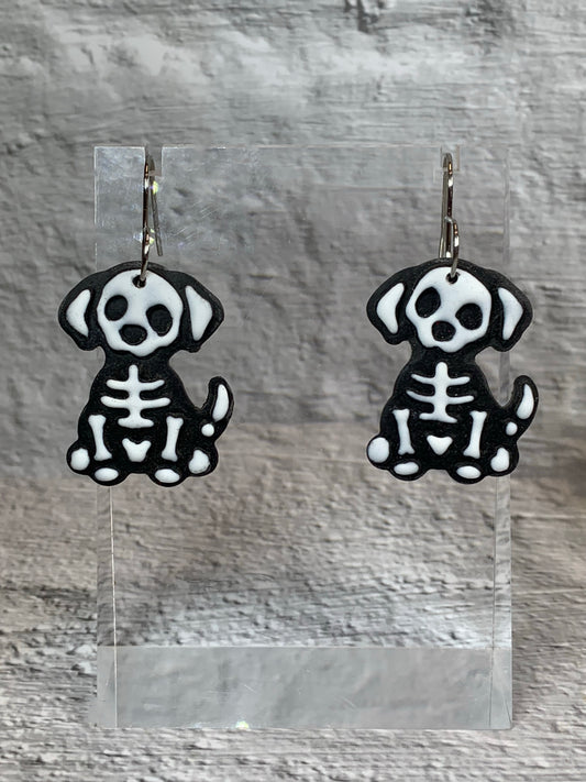 NEW * Bone-Afide Good Boy — Skeleton Dog Halloween Earrings
