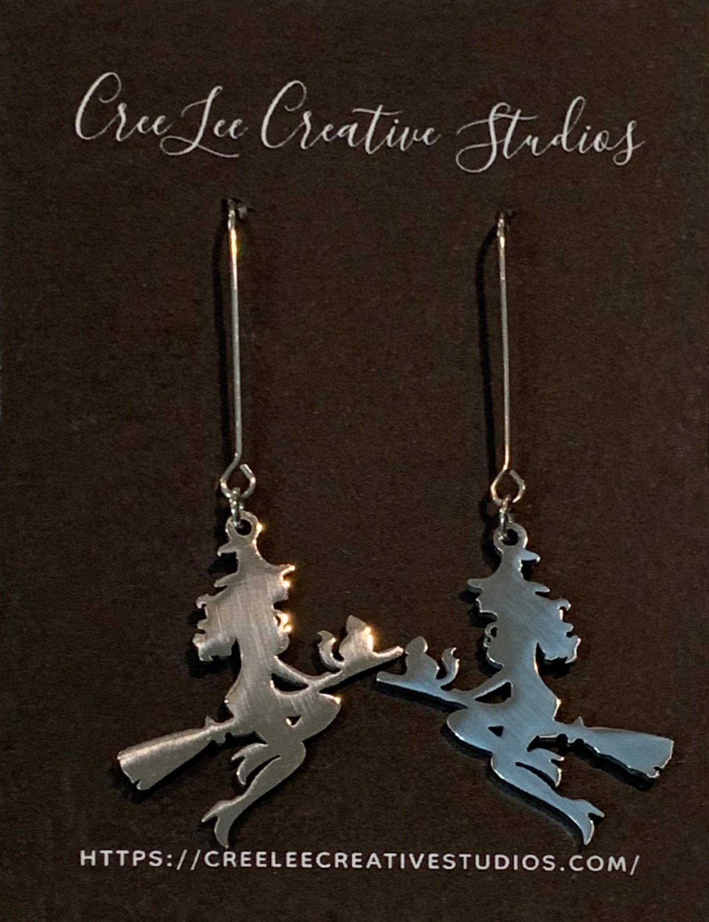 Spooky - Stainless Steel Flying Witch Earrings - RESTOCKED