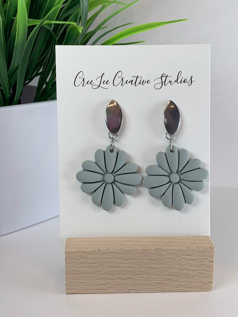 New - Coastal Bloom Double Daisy Earrings – Handmade Floral Statement Dangles