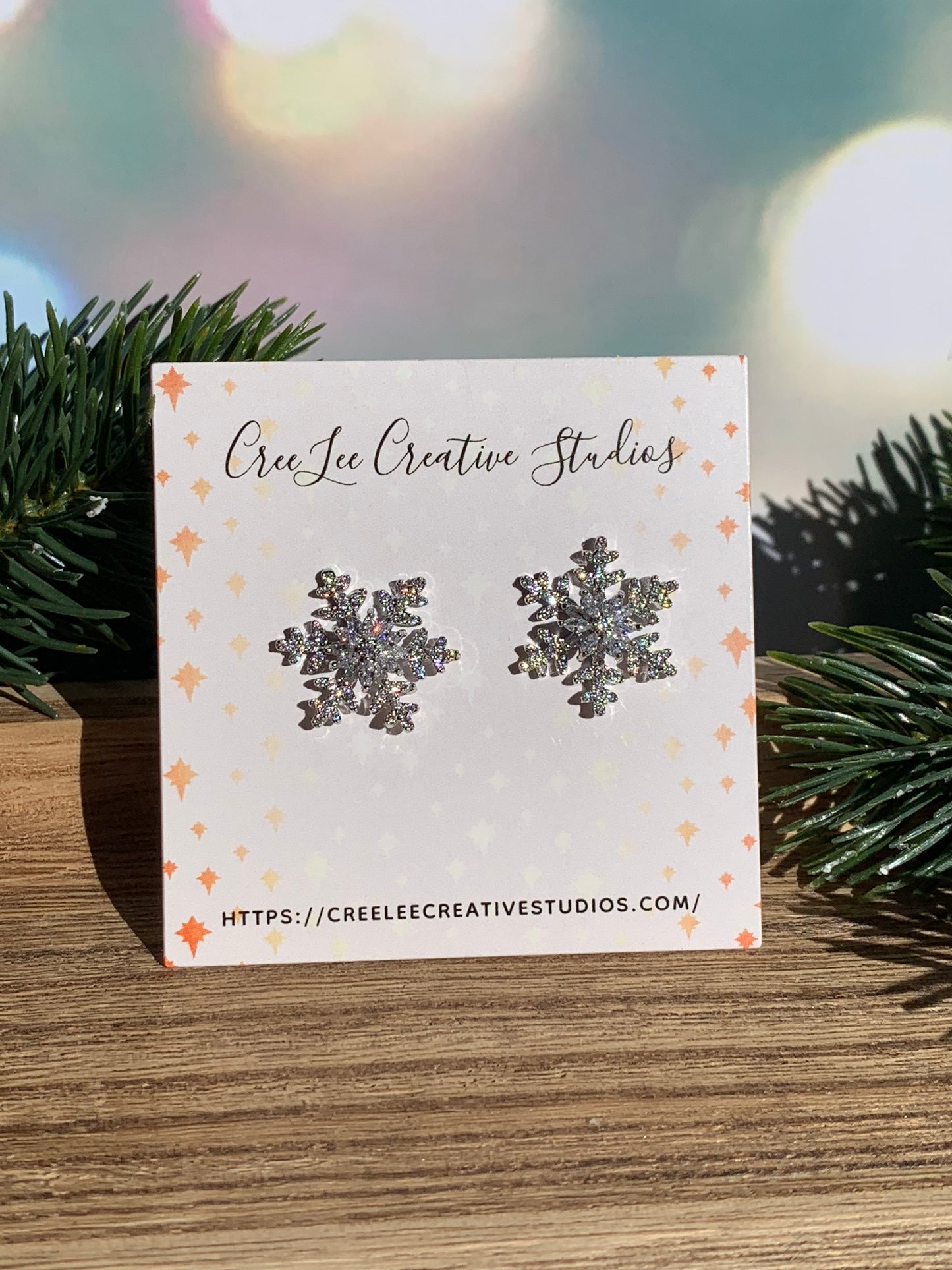 "New" Winter - Classic Snowflake Stud Earrings – Silver CZ Holiday Jewelry | Winter Sparkle Earrings