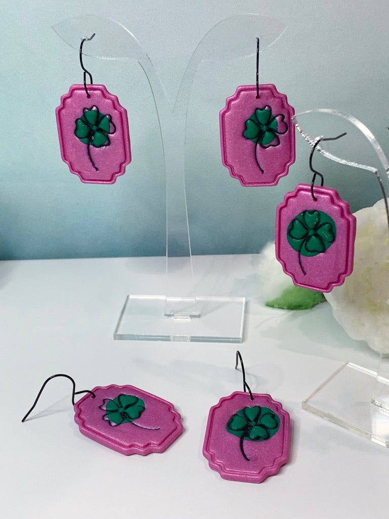 Clover in Pink Earrings