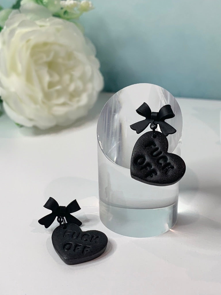 Love Black Heart Dangle with or without the F* You Option ** Restocked