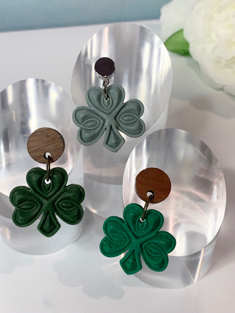 Clover Leaf with Scroll Design Earrings