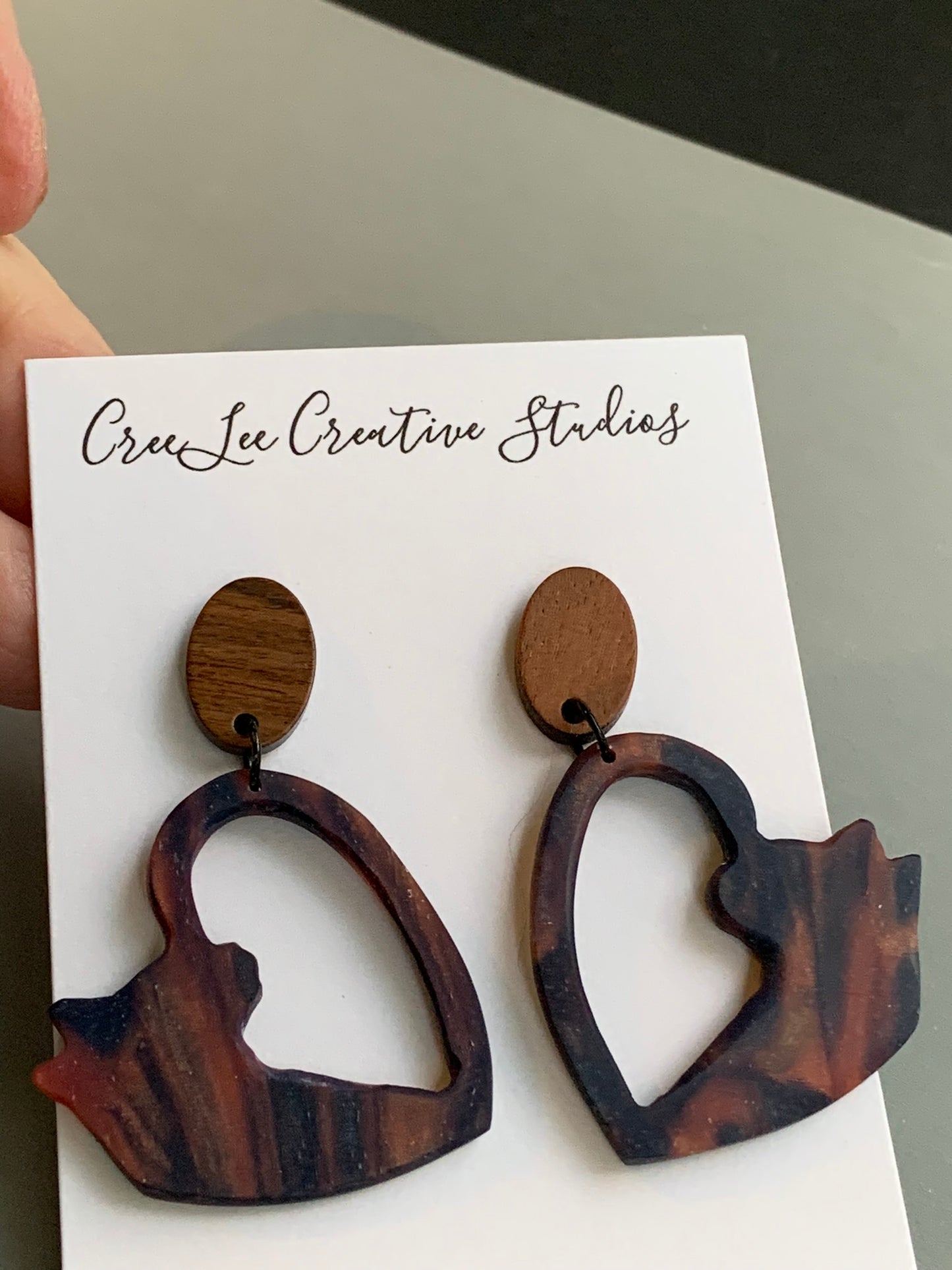 Cat - Torti Cat Love - Heart Shaped Earrings