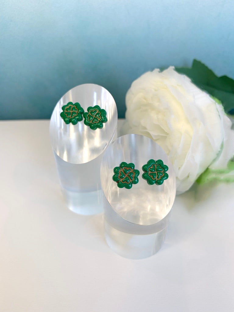 Double 4-Leaf Clover Stud Earrings