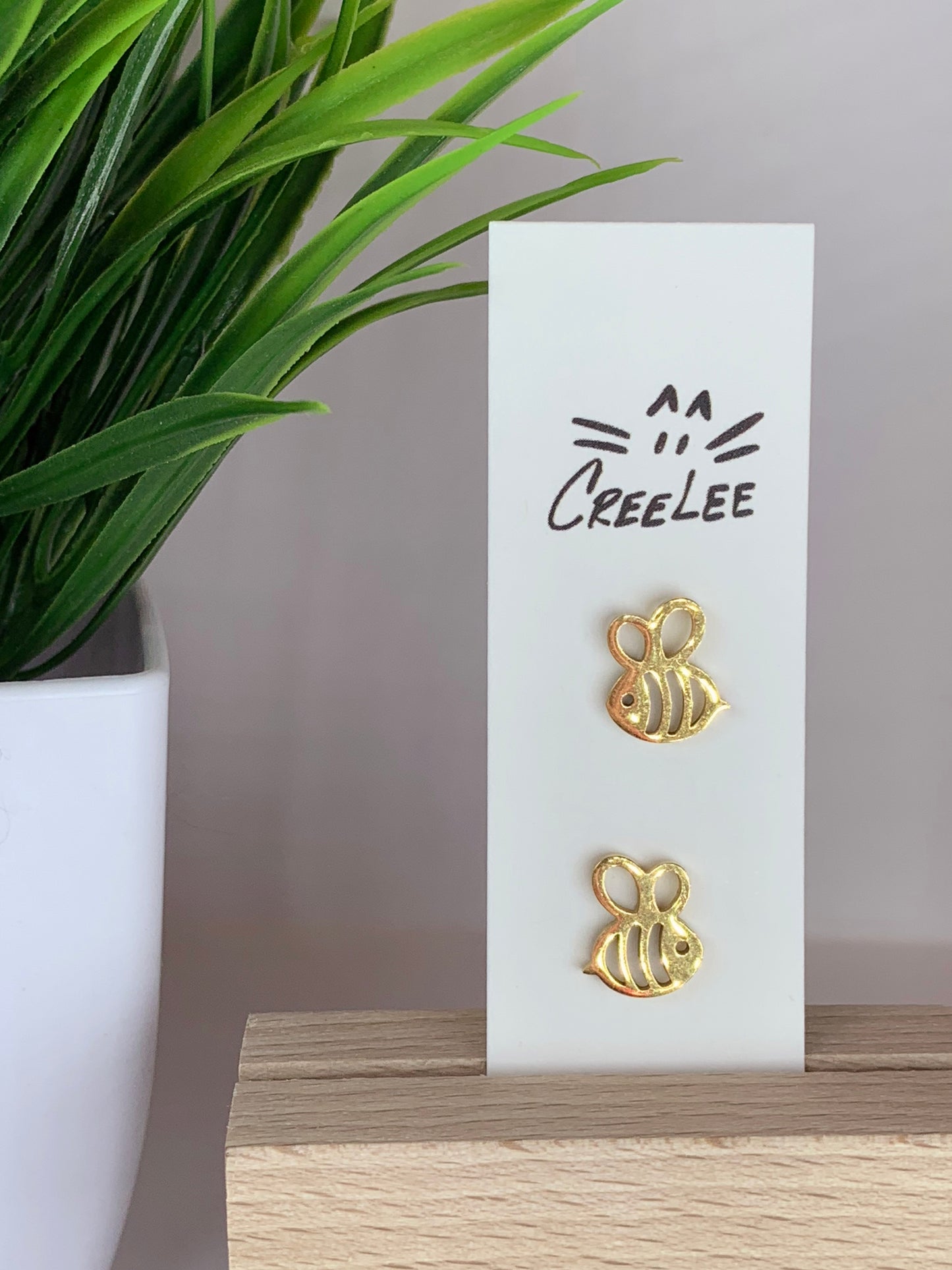 New - Doodle Bee Stud Earrings – Gold Plated Whimsical Bee Studs