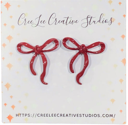 "New" Maroon Bow Earrings
