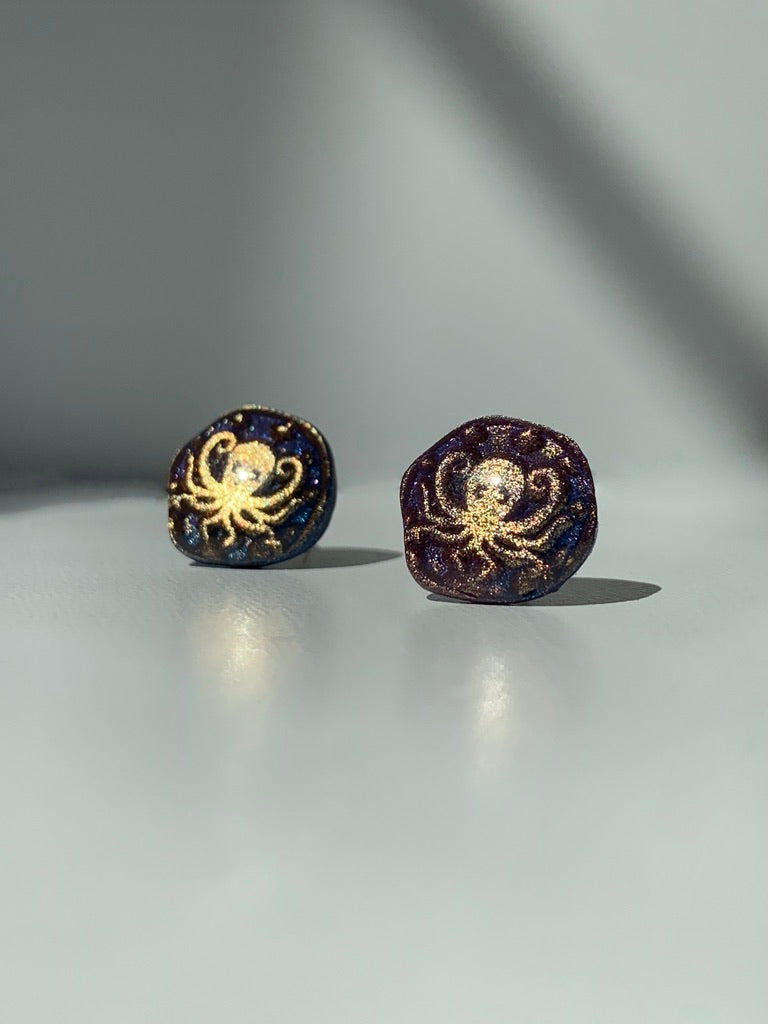 "New" Beachy Vibes - Octopus Button Studs
