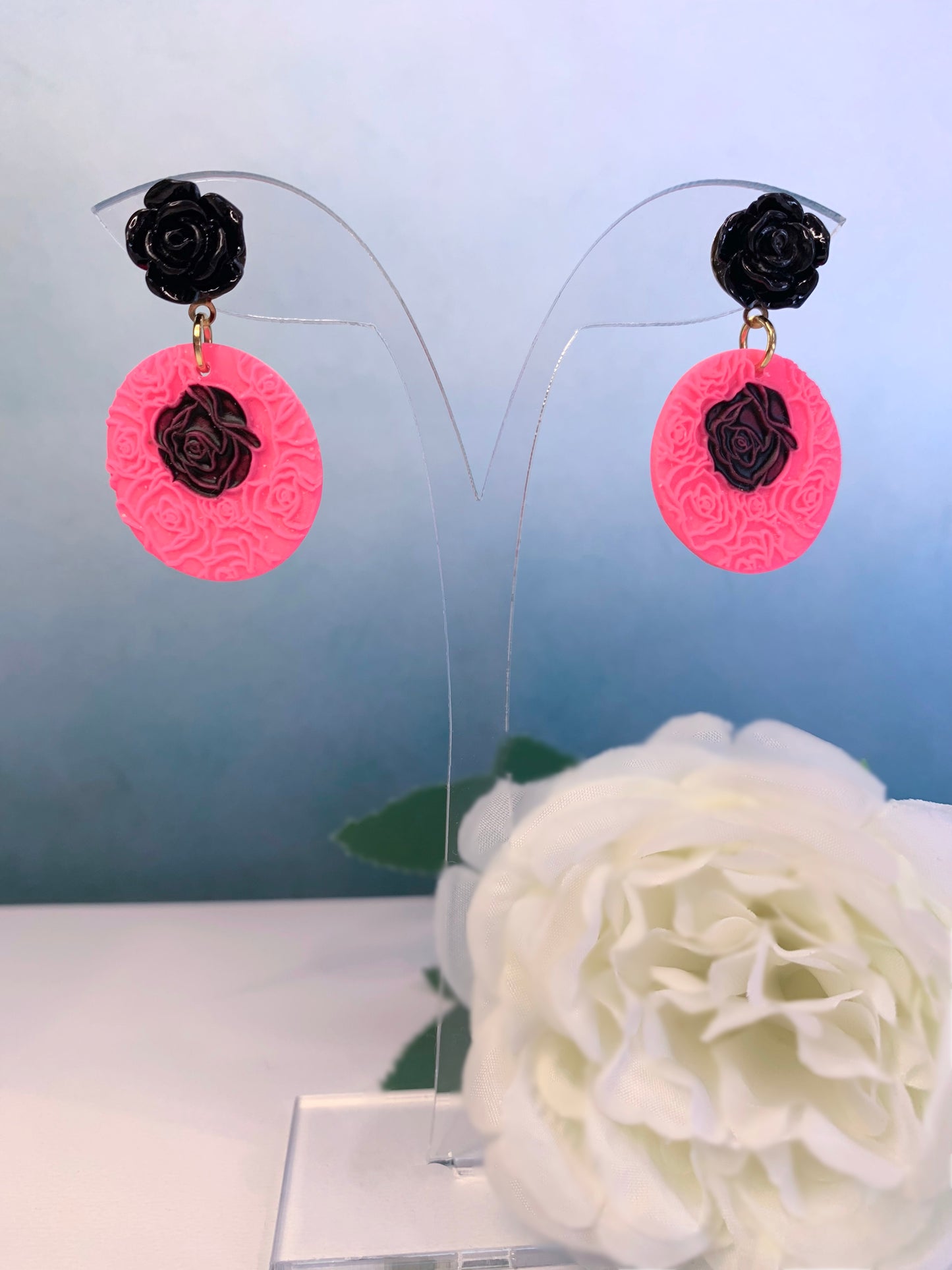 "New" Rose Coin Earrings in Red, Pink or White