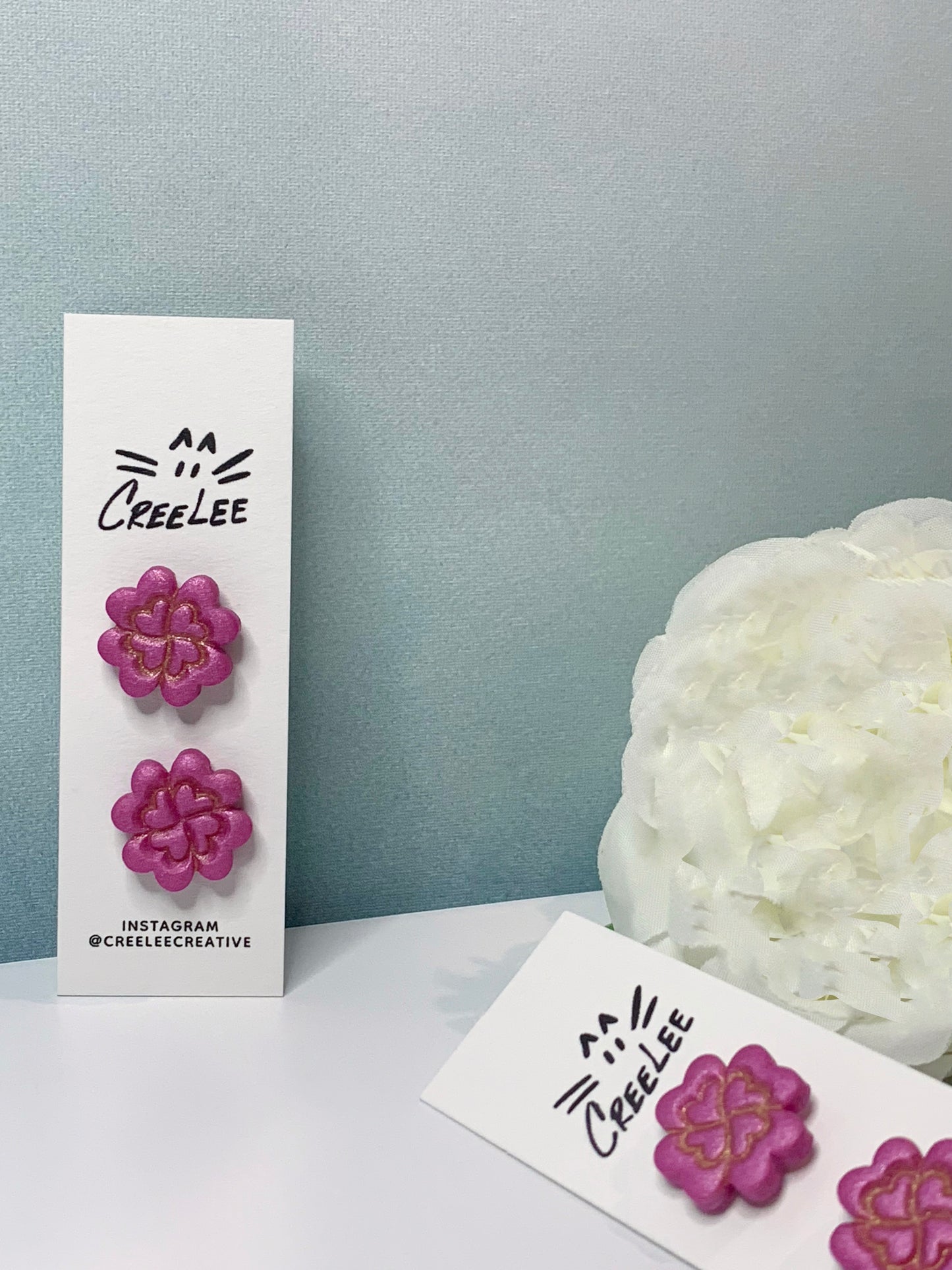 Double 4-Leaf Clover Stud Earrings