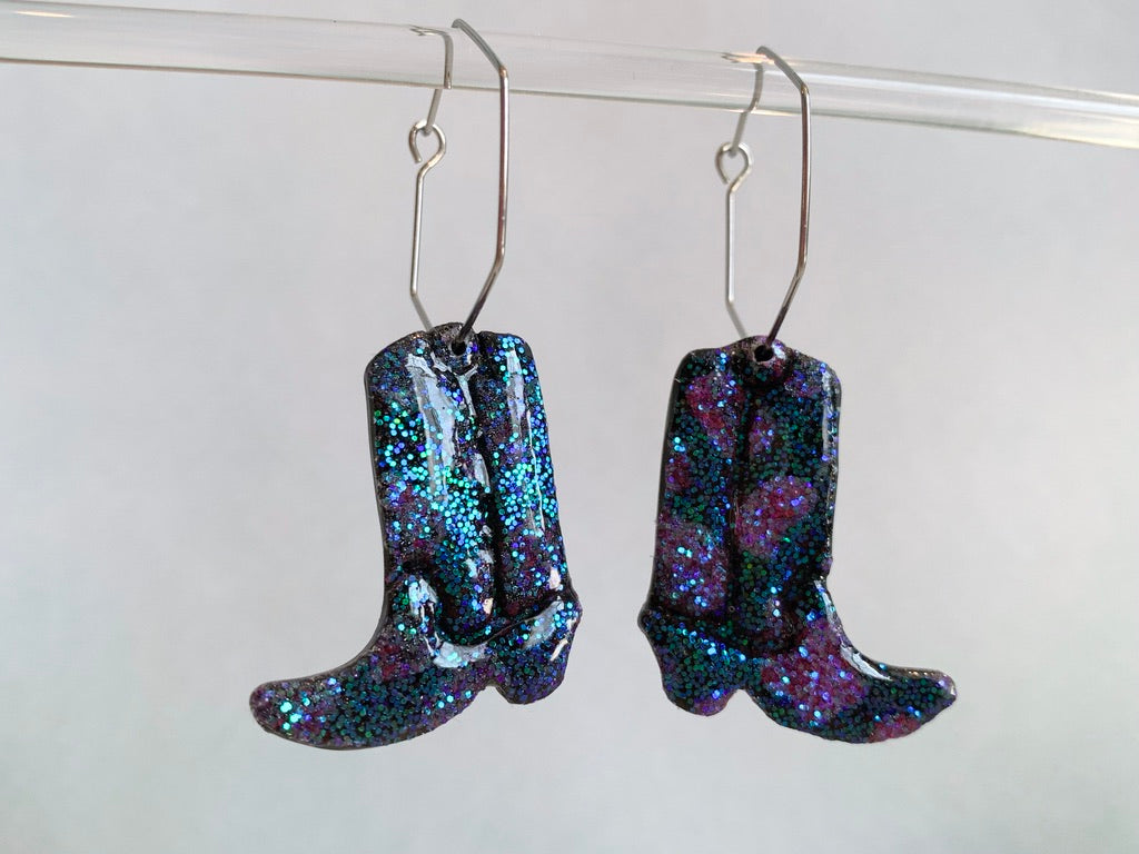 BOHO Sparkle Glitter Cowboy Boot - Red or Pink or Black