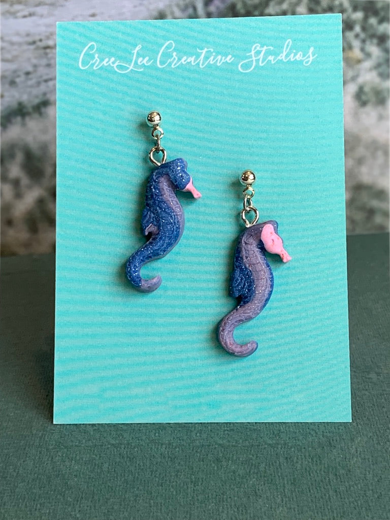 Beachy Vibes - Blue & Pink Seahorse Dangle