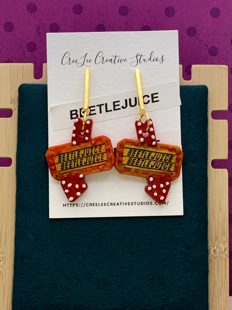 Beetlejuice Flashing Sign Earrings