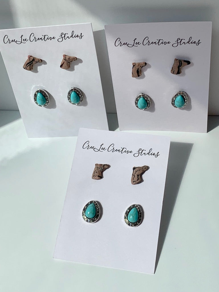 "Restocked" BOHO Horse Head Stud Set
