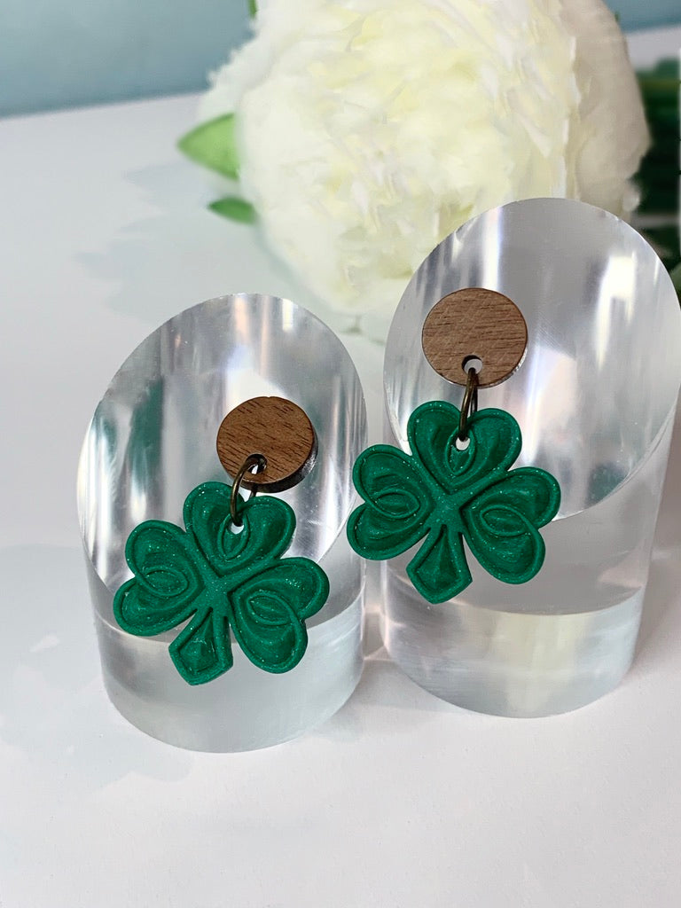 Clover Leaf with Scroll Design Earrings