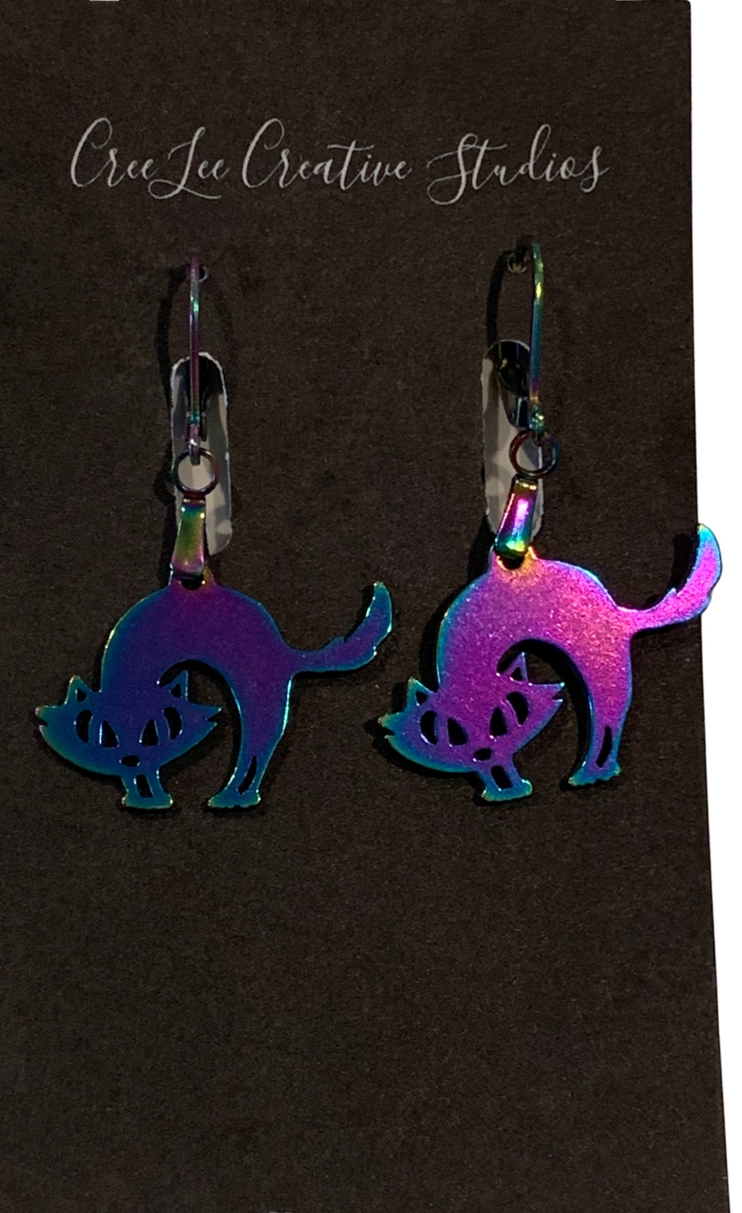 Spooky Cat - Medium Stainless Steel Scaredy Cat Earrings - RESTOCKED