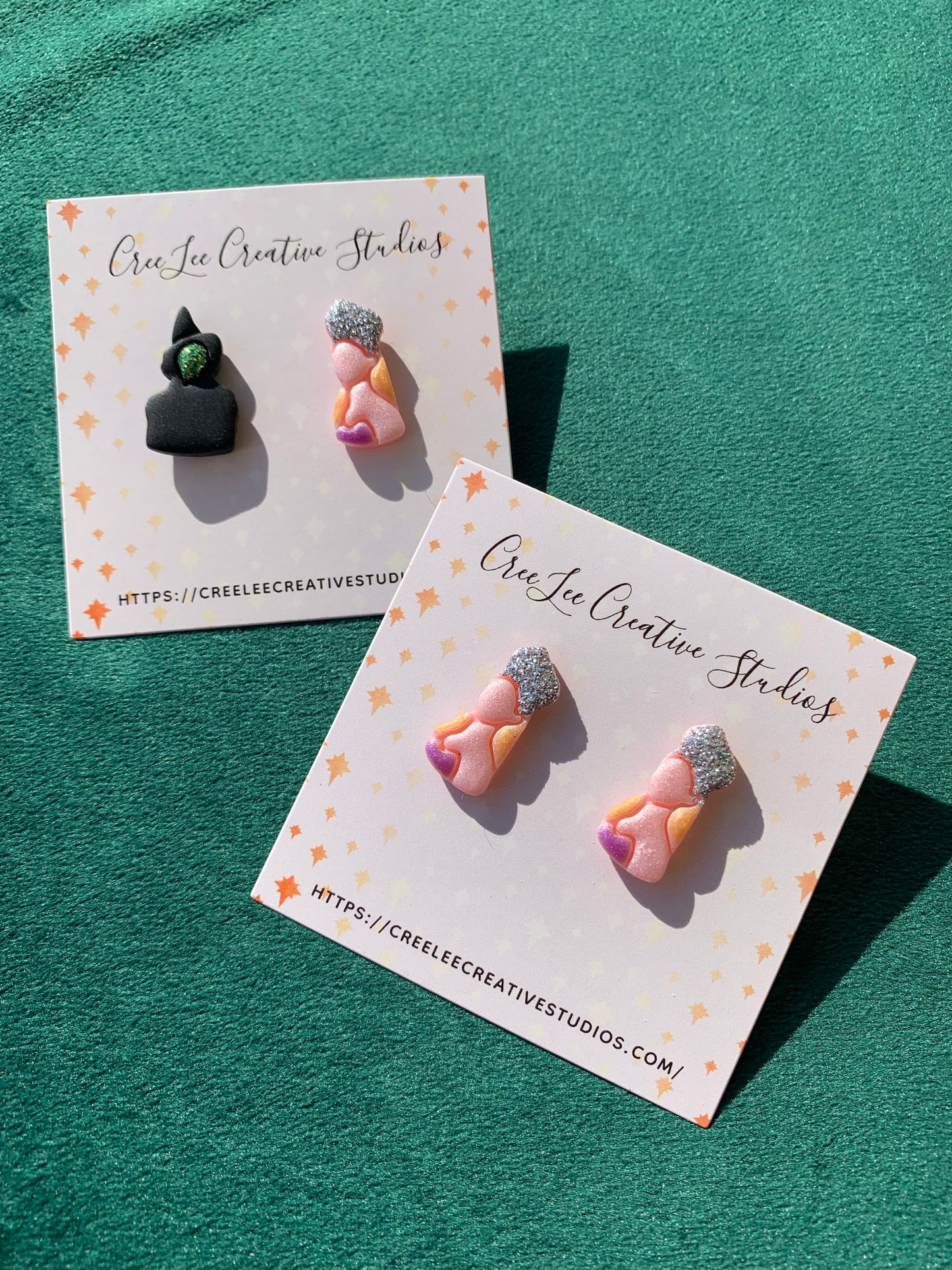 Wicked - Glinda the Good Witch Stud Earrings – Polymer Clay, Hand-Painted