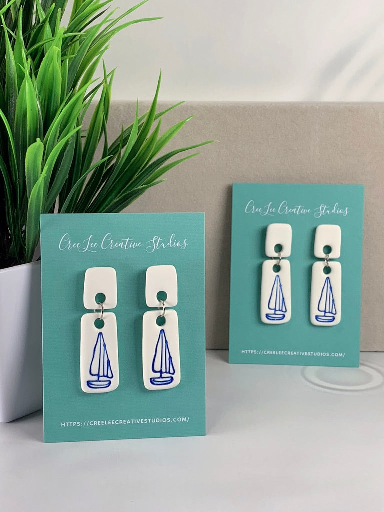 New - Harbor Breeze Sailboat Earrings – Handmade Coastal Sailboat Dangle Earrings