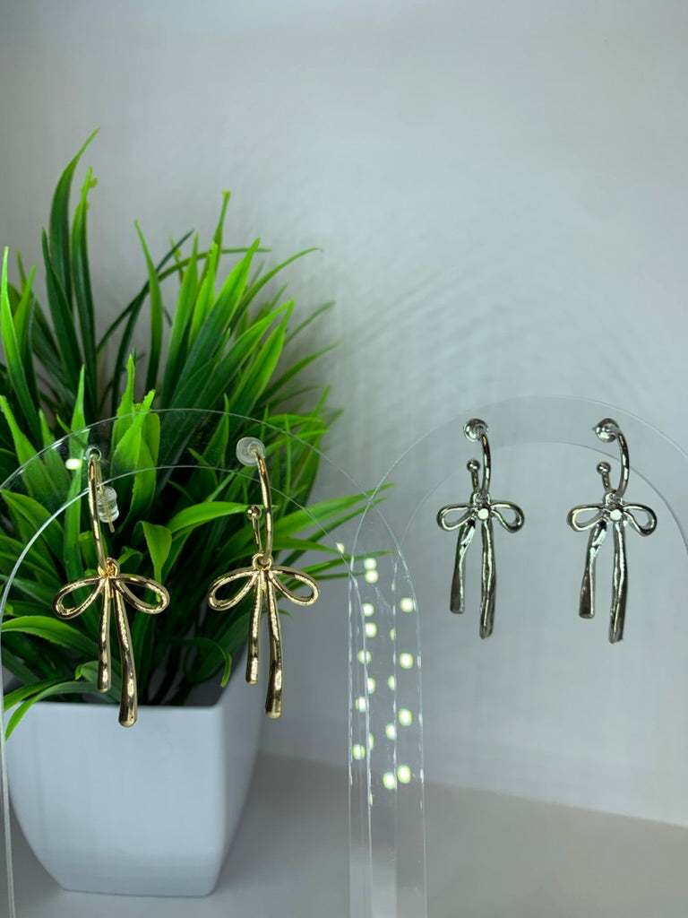 New - Bow Hoop Earrings – Gold & Silver Ribbon Hoops