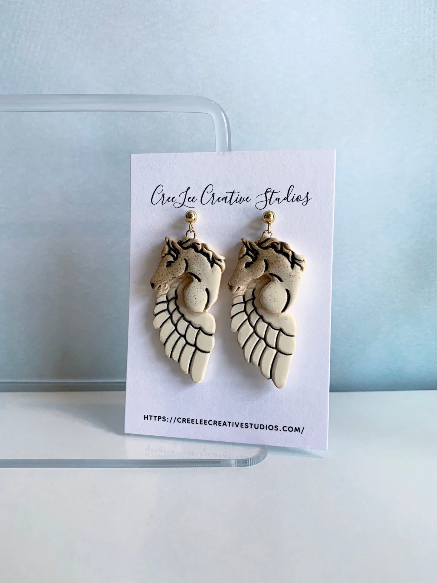 "New" Pegasus Earrings in Tan/Gold Ombre