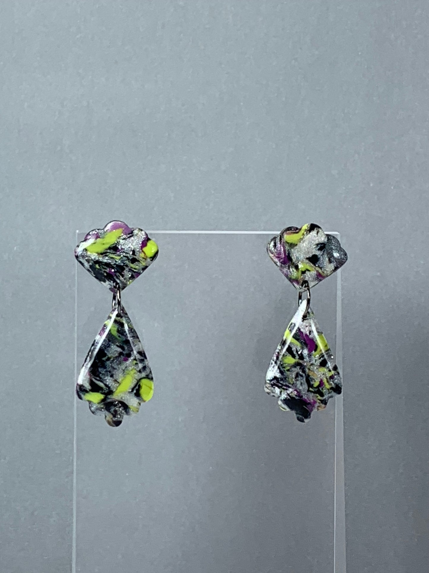 Green and Purple Marbled Earrings