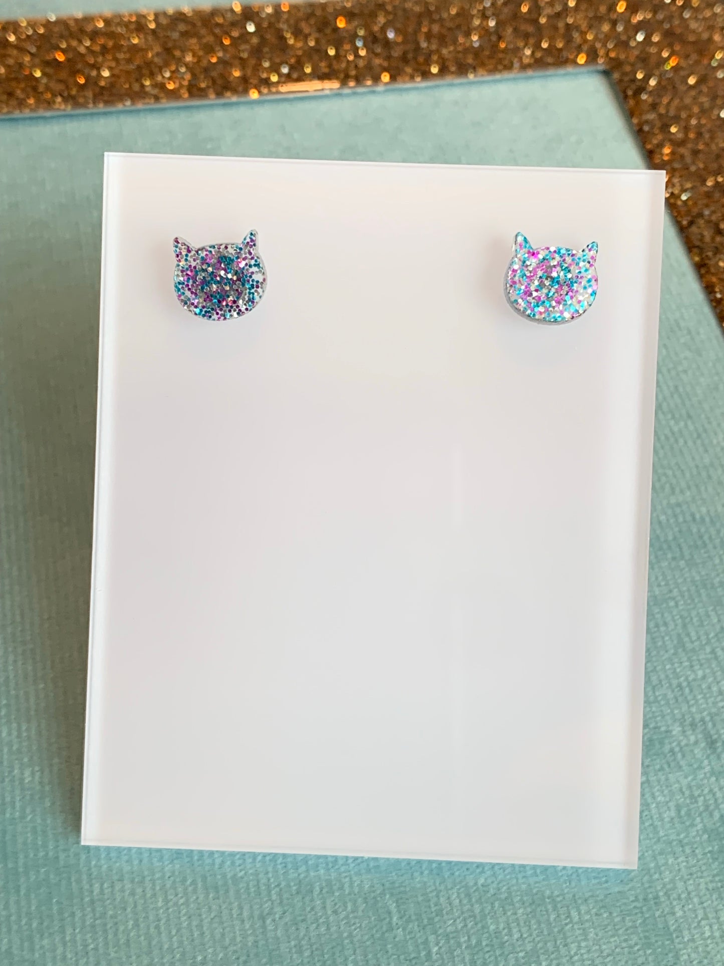 Cat - Confetti Acrylic Cat Studs