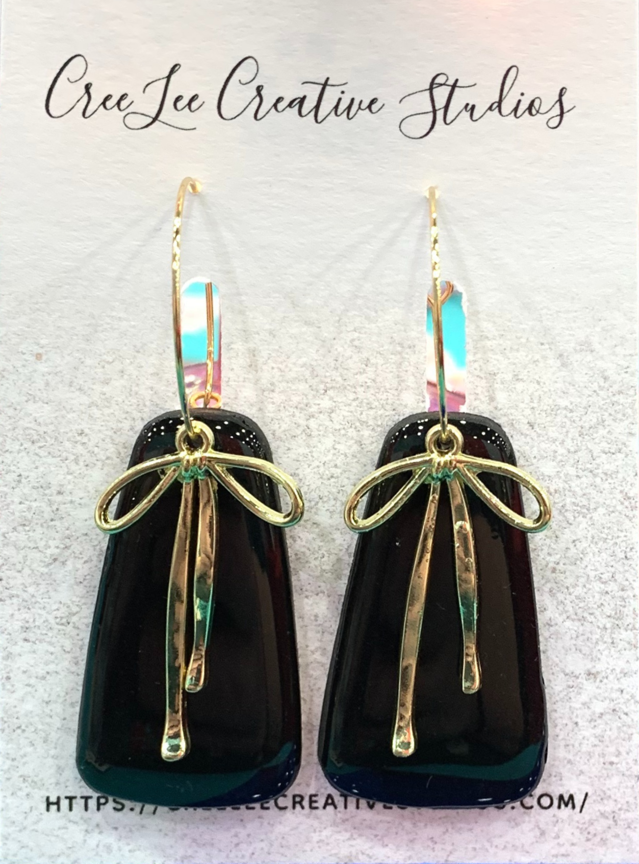 Fancy Everyday - Black and Gold Amelia Hoops