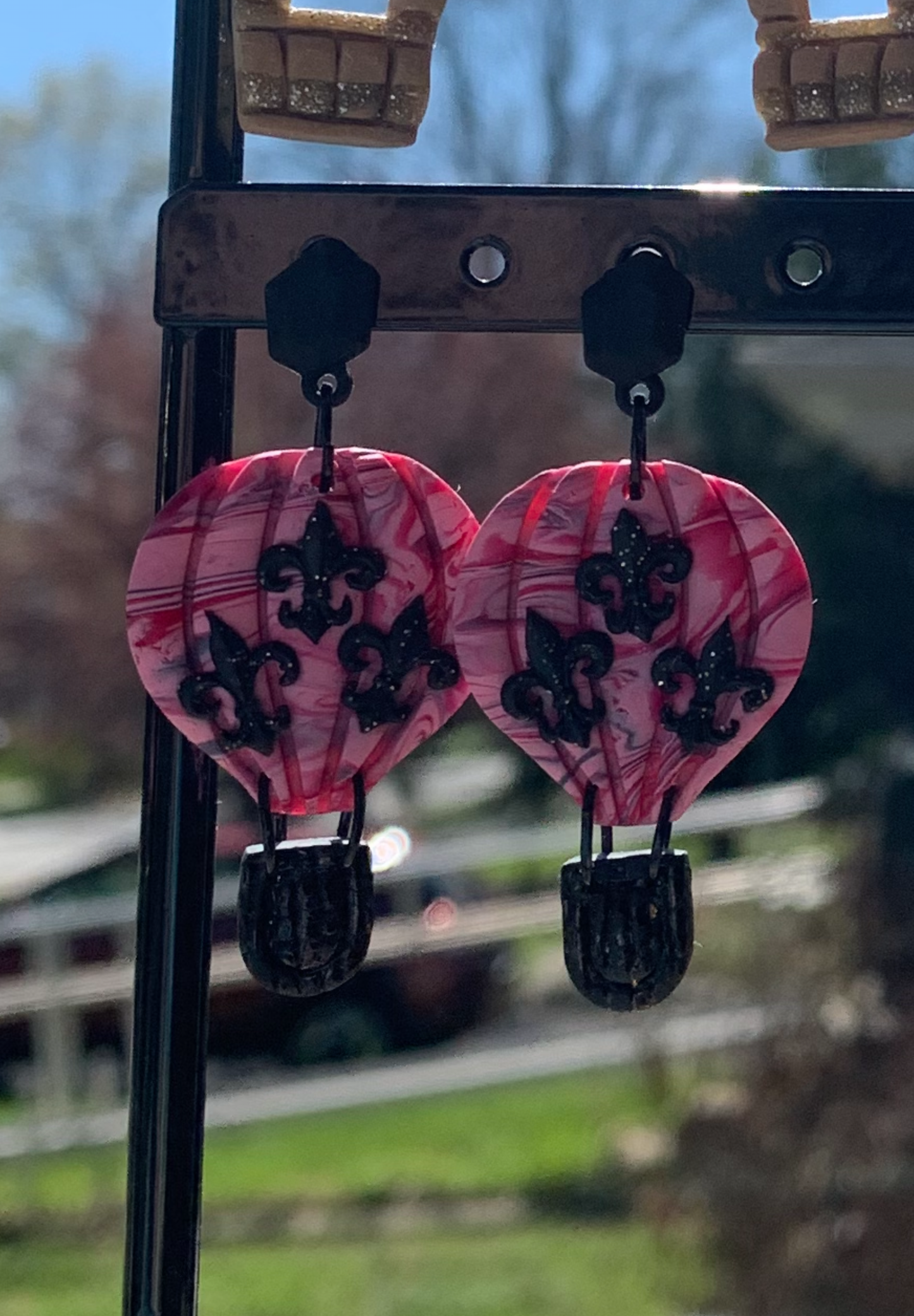 Balloon Festival - Fleur-de-lis Hot Air Balloon Earrings