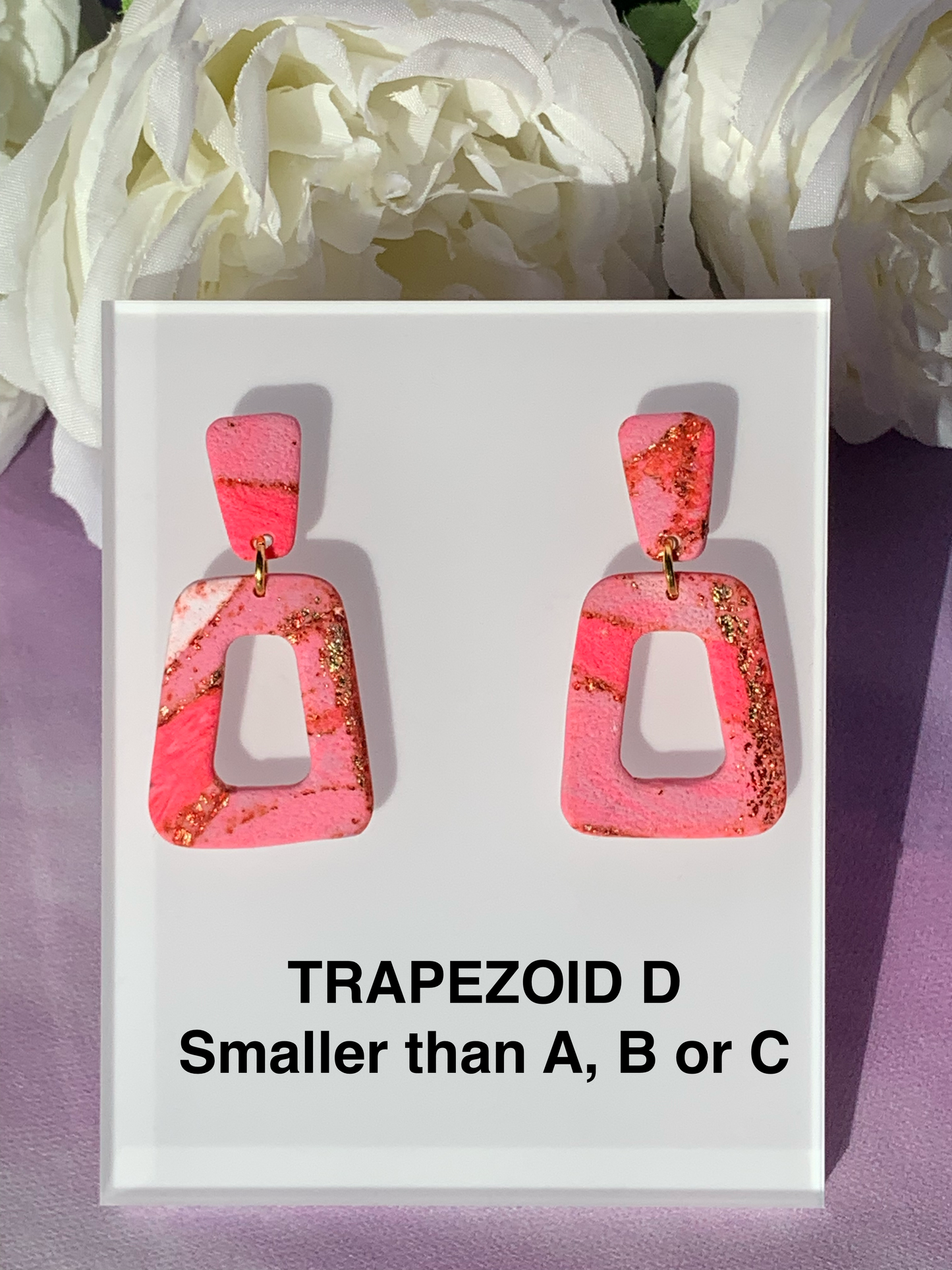 Marbled Earrings - Pink and Purple Matte Trapezoid Dangles