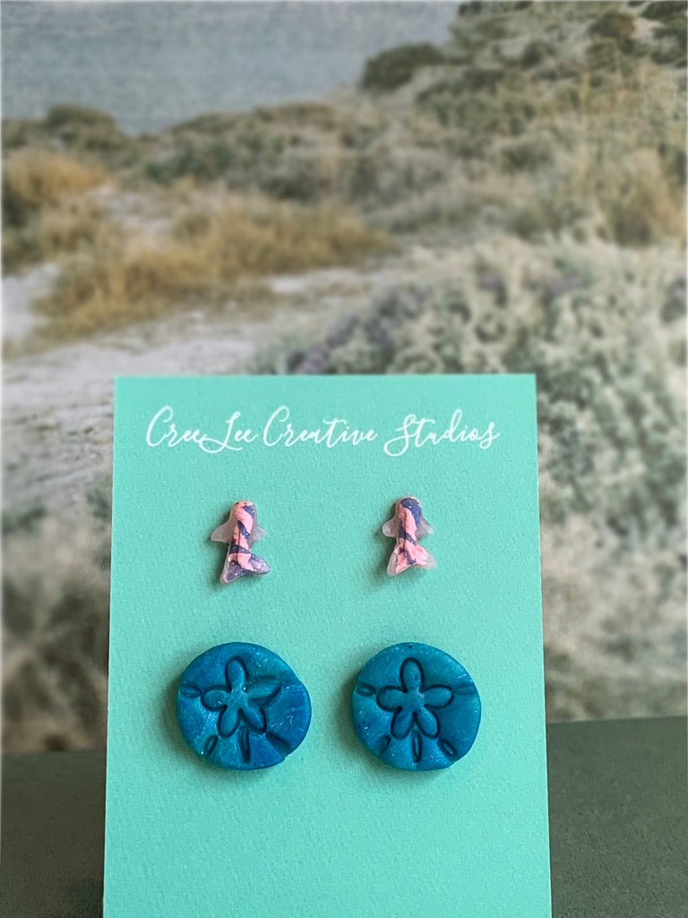 Sand Dollar and Fish Stud Set