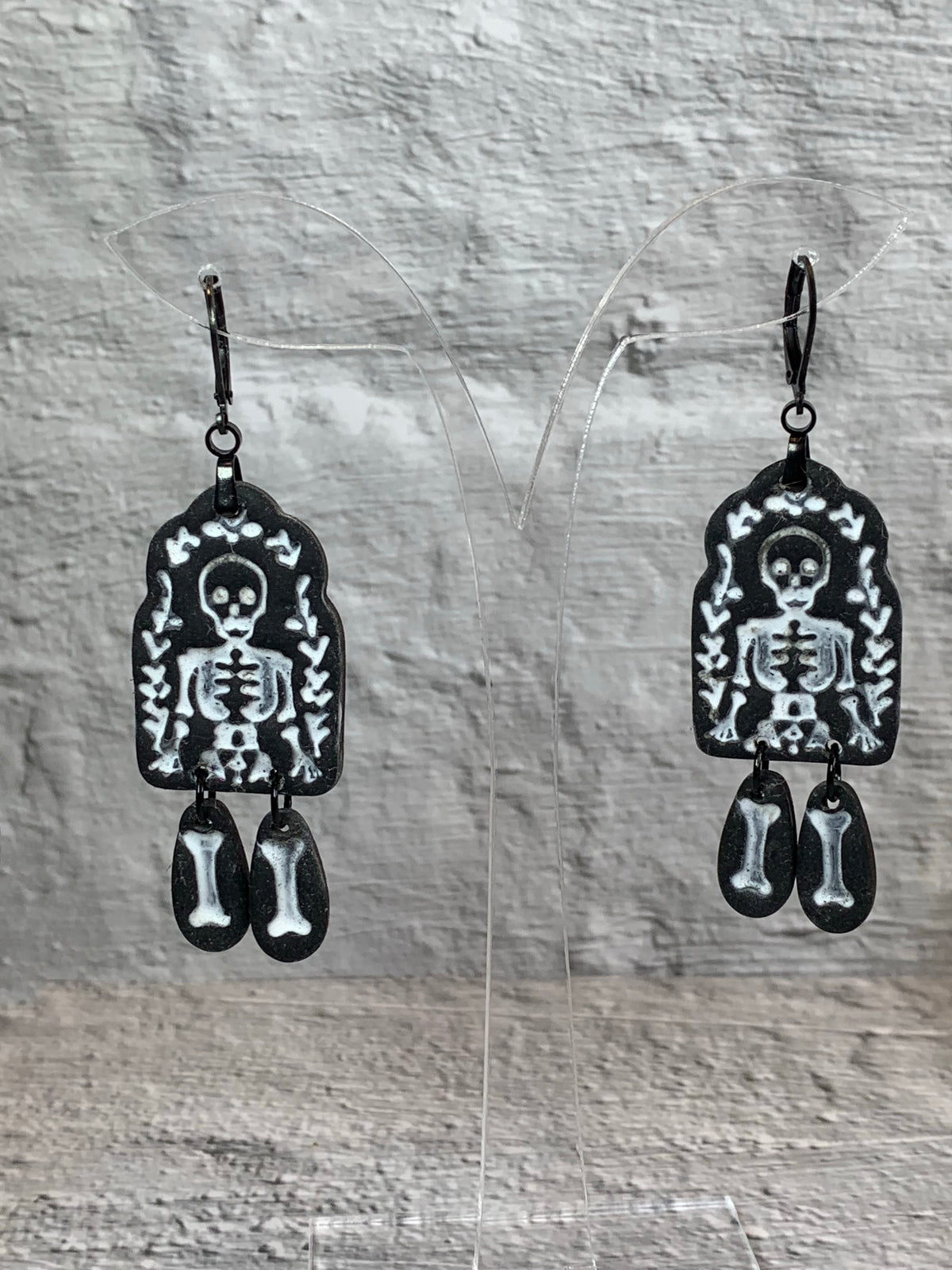 NEW * Skeleton Arch — Folk-Art Skeleton Halloween Earrings