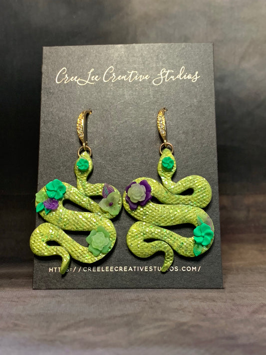 Spooky - Green Snake Earrings - Snakes that St. Patrick drove out of Ireland